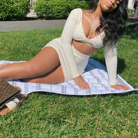 PrettyLittleThing Dresses & Skirts - Cream Rib Skirt Set